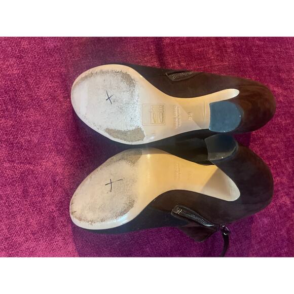 MIU MIU Suede and Wool Ankle Boots w Banana Curve Heel Shoes Size 39 9 - Picture 6 of 8